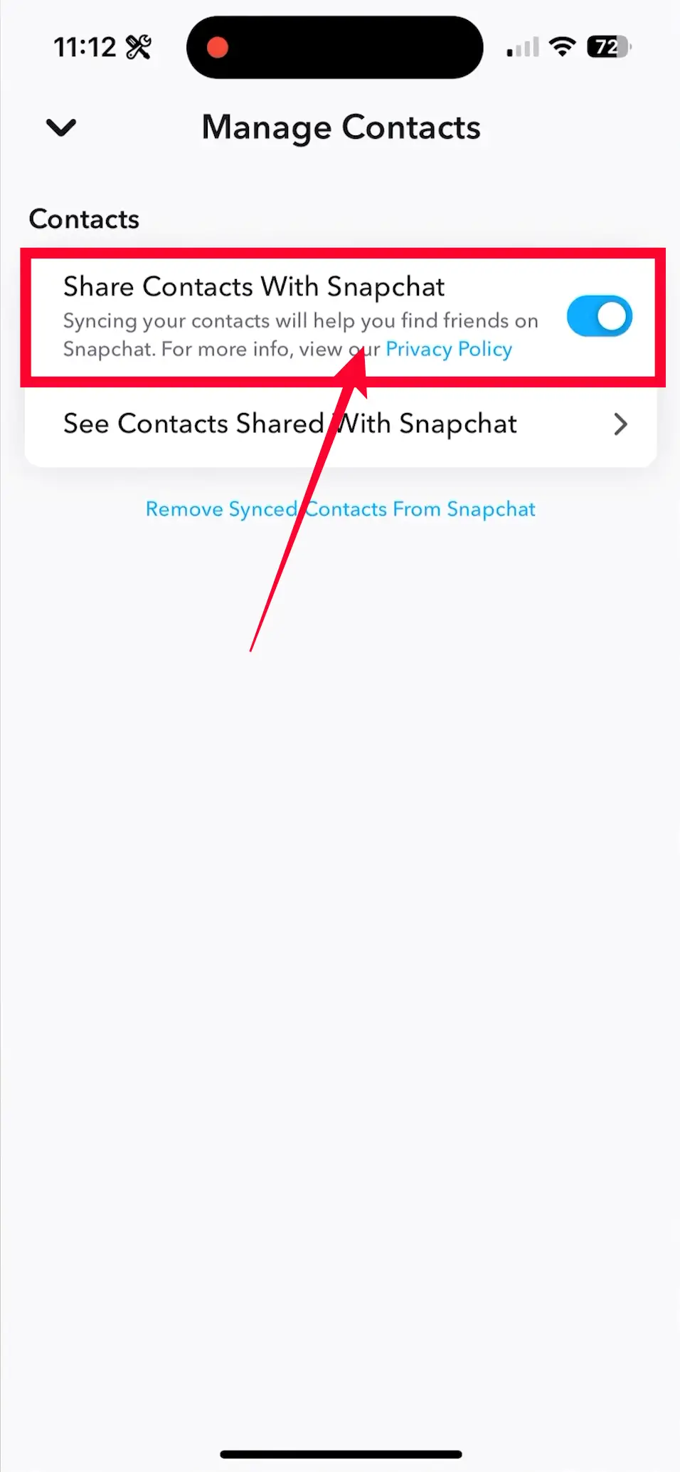 Remove Contact Access Snapchat